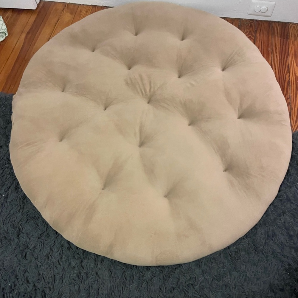 Beige Tufted Velvet Floor Pillow